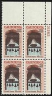 Plate Block -1969 USA California Settlement 200th Anniv. Stamp Sc#1373 Bell Carmel Mission Belfrey Gold - Plattennummern