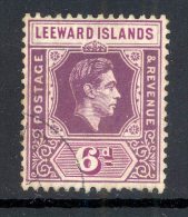 LEEWARD ISLANDS, 1938 6d (chalky Paper) Deep & Bright Purple Very Fine Used, SG109, Cat £7 - Leeward  Islands