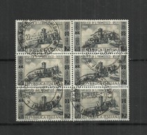 ITALY 1955 - ST. FRANCIS BASILIC -  BLOCK OF 6 STAMPS . USED OBLITERE GESTEMPELT USADO - 1946-60: Used