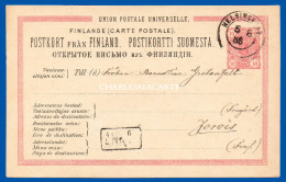 FINLAND 1886 PREPAID CARD 10 PENNI H & G 18 USED HELSINGFORS TO JOROIS ARRIVAL MARK VERY GOOD CONDITION - Postwaardestukken