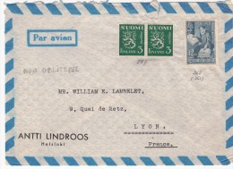 LETTRE FINLANDE COVER FINLANDE NON OBLITEREE. PAR AVION. HELSINKI - LYON FRANCE  /CLASSEUR FINLANDE 11 - Covers & Documents