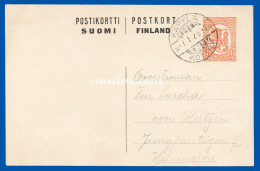 FINLAND 1926 PREPAID CARD 1 Mk. H & G 63 USED 1929 KAPYLA TO HELSINGFORS  EXCELLENT CONDITION - Interi Postali