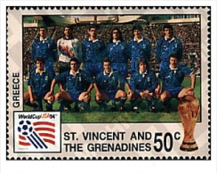 ST. VINCENT 1994 TP MNH** GREECE GRECE FOOTBALL WORLD CUP USA 94 . COPA DEL MUNDO DE FUTBOL. USA-94 - 1994 – États-Unis