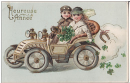 HEUREUSE ANNEE - ( Carte Gauffrée )  Tréfle à Quatres Feuilles - 1908 - Nieuwjaar