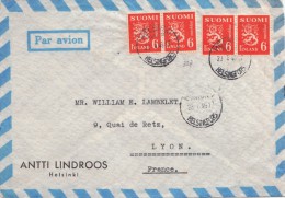 LETTRE FINLANDE COVER FINLAND 1949. PAR AVION. HELSINKI - LYON FRANCE  /CLASSEUR FINLANDE 16 - Brieven En Documenten