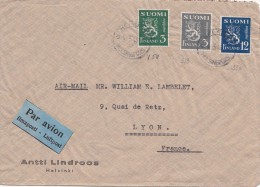 LETTRE FINLANDE COVER FINLAND 1948. PAR AVION. HELSINKI - LYON FRANCE  /CLASSEUR FINLANDE 23 - Briefe U. Dokumente