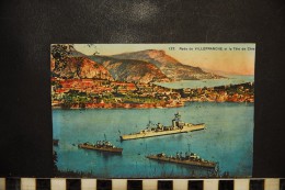 CP, 06, Rade De VILLEFRANCHE Et La Tete De Chien  N°127 Edition Rella   Bateaux De Guerre En Rade - Villefranche-sur-Mer