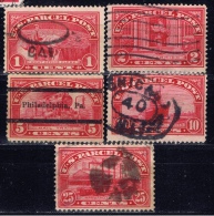 US+ 1912 Mi 1-2 5-6 9 Paketmarken - Reisgoedzegels