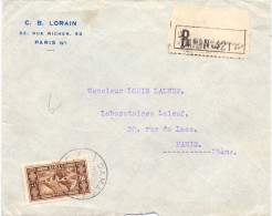 LETTRE RECOMMANDE DE DAMAS POUR PARIS - Cartas & Documentos