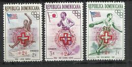 DOMINICAN REPUBLIC 1957 - OLYMPIC WINNERS AND FLAGS - OVERPRINTED - 3 DIFFERENT - MNH MINT NEUF NUEVO - Sommer 1956: Melbourne