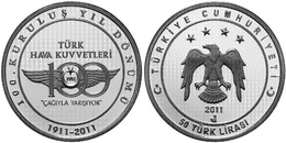 AC - CENTENARY OF TURKISH AIR FORCE COMMEMORATIVE SILVER COIN TURKEY, UNCIRCULATED PROOF 2011 - Turquie