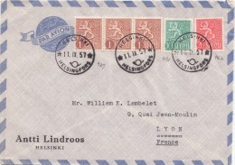 LETTRE FINLANDE  COVER FINLAND 1957. PAR AVION. HELSINKI- LYON FRANCE /CLASSEUR FINLANDE 43 - Brieven En Documenten