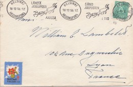 LETTRE FINLANDE  COVER FINLAND 1958.VIGNETTE.  HELSINKI- LYON FRANCE /CLASSEUR FINLANDE 43 - Briefe U. Dokumente