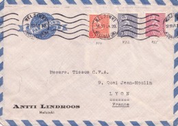 LETTRE FINLANDE  COVER FINLAND 1954.  PAR AVION. HELSINKI- LYON FRANCE /CLASSEUR FINLANDE 44 - Covers & Documents