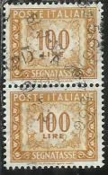 ITALIA REPUBBLICA ITALY REPUBLIC 1955 1957 SEGNATASSE POSTAGE DUE TAXE TASSE 100 LIRE STELLE STARS USATO USED OBLITERE´ - Taxe