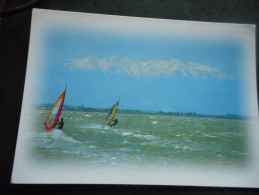 CP - Plaisirs De La GLISSE Sur Fond De CANIGOU Sur L'étang De SALCES LEUCATE - Salses