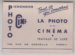 Publicité - Pochette Vide Pour Photographie - Pichonnier 148, Rue De Grenelle à Paris 7° - Format 14.8 X 10.9 Cm - Matériel & Accessoires