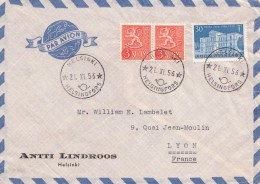 LETTRE FINLANDE  COVER FINLAND 1956. PAR AVION. HELSINKI - LYON FRANCE /CLASSEUR FINLANDE 50 - Covers & Documents