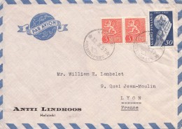 LETTRE FINLANDE  COVER FINLAND 1957. PAR AVION. HELSINKI - LYON FRANCE /CLASSEUR FINLANDE 52 - Briefe U. Dokumente