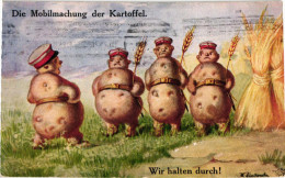 1 Postcards Wally Fialkowska Artist Signed & Numbered  Die Mobielmachung Der Kartoffel Potatoes VEGGIE PEOPLE - Fialkowska, Wally