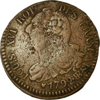 Monnaie, France, 6 Deniers Français, 6 Deniers, 1792, Strasbourg, TB, Bronze - Andere & Zonder Classificatie