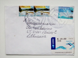 Cover Sent From Argentina To Lithuania On 2014 Landscapes Atm Label Stamp - Briefe U. Dokumente