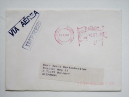 Cover Sent From Brazil Atm Machine Red Cancel 1993 - Cartas & Documentos