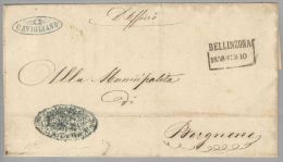 Heimat TI Cavigliano 1858-02-10 Strahlenstempel Blau Nach Porgnone - Briefe U. Dokumente