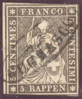Heimat TI Cugnasco Ca. 1860 Strahlenstempel Auf 5Rp. Strubel - Used Stamps