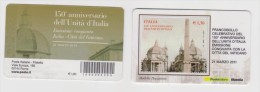 2011 - ITALIA -  TESSERA FILATELICA  150° ANNIVERSARIO DELL' UNITA' D' ITALIA CONGIUNTA CITTA' DEL VATICANO - Cartes Philatéliques