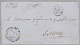 Heimat TI Cavigliano 1862-08-20 Strahlenstempel BOM Nach Locarno Hülle - Used Stamps