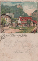 Litho AK Gruss Gasthof Waltersdorfer Mühle Polenztal Bei Waltersdorf Rathen Hohnstein Waitzdorf Porschdorf Rathewalde - Hohnstein (Saechs. Schweiz)