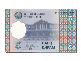 Billet, Tajikistan, 5 Diram, 1999, NEUF - Tajikistan