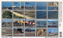 Expo Tel Aviv 1983 Strandpromenade Mittelmeer Israel GBl.+Block 25 ** 18€ Tourismus Hb Bloc M/s Philatelic Sheet Bf Asia - Nuevos (sin Tab)