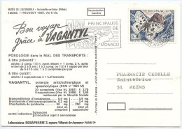 LBL35A- MONACO CP PUBLICITAIRE PRODUITS PHARMACEUTIQUES VAGANTYL  THÈME MUSÉE AUTOMOBILE - Briefe U. Dokumente