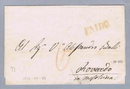 Heimat TI Faido 1846-06-19 Lang-O Brief Nach Roveredo - 1843-1852 Kantonalmarken Und Bundesmarken