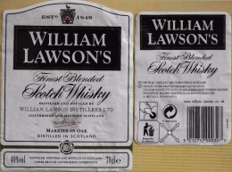 ETIQUETTE De SCOTCH WISKY " WILLIAM LAWSON'S 70cl " - Décollée Bon état  - - Whisky