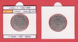 ISABEL II (1.833-1.868) 1 PESETA 1.837 BARCELONA SC/UNC Réplica   SC/UNC  Réplica  DL-11.572 - Essays & New Minting