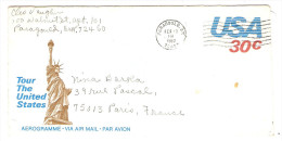 USA AEROGRAMME 15/2/1982 PARAGOULD CLEO VAUGHN POUR NINA BARKA PARIS TEXTE INTÉRESSANT - Other & Unclassified