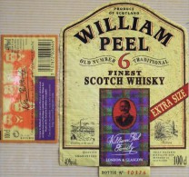 ETIQUETTE De SCOTCH WHISKY " WILLIAM PEEL Extra Size 100cl " - Décollée Bon état  - - Whisky