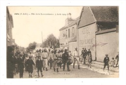 CPA 78 ABLIS Fête De La Reconnaissance 15-8-1919, Fanfare Pompiers Animation, Publicité Hotel Croix Blanche, Peu Commune - Ablis