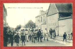 CPA 78 ABLIS Fête De La Reconnaissance 15-8-1919, Fanfare Pompiers Animation, Publicité Hotel Croix Blanche, Peu Commune - Ablis