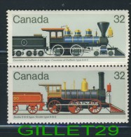 BLOCS TIMBRES CANADA - CANADIAN LOCOMOTIVES (1860-1905) -2 - 2 X 0.32 CENTS SCOTT, No 1036-1037, 1984 - NEUF - MINT - Blocks & Sheetlets