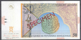 Makedonien Macedonia 50 Denari 1996 SPECIMEN – PRIMEROK (Cyrillic) UNC; P 15s - Macédoine Du Nord