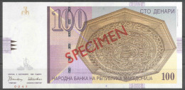 Makedonien Macedonia 100 Denari 1996 SPECIMEN – PRIMEROK (Cyrillic) UNC; P 16s - Noord-Macedonië