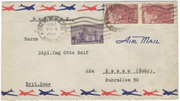 INDIA - 1949 - Airmail - 2 X Bhuwane Svara + Gol Gumbad Bijapur - Viaggiata Da Calcutta Per Essen, British Zone, Germany - Airmail