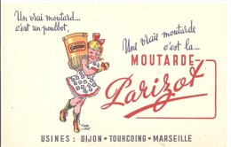 Buvard PARIZOT Une Vraie Moutarde Est La Moutarde PARIZOT Usines à DIJON TOURCOING MARSEILLE - Moutardes