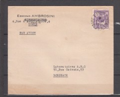 Lettre De  TUNIS R.P. DEPART    Le 20 2 1945  Pour BORDEAUX   Par Avion     3F Timbre SEUL Sur LETTRE - Lettres & Documents