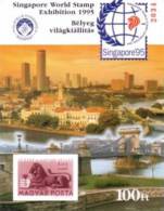 1995.HUNGARY. Singapore World Stamp Exhibition,present Block With Reprint Imperf.stamp,with Red Number - Souvenirbögen