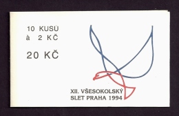 Czech Republic 1994 MNH ** Mi 47 Sc 2926 12th Sokol Congres In Prague. Plate Flaw DV13/2 Booklet. Tschechische Republik - Neufs